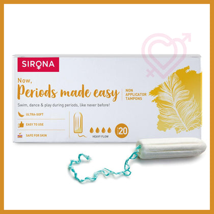 SIRONA FDA APPROVED NATURAL BIODEGRADABLE NON-APPLICATOR TAMPONS - HEAVY FLOW